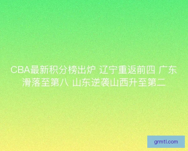 CBA最新积分榜出炉 辽宁重返前四 广东滑落至第八 山东逆袭山西升至第二